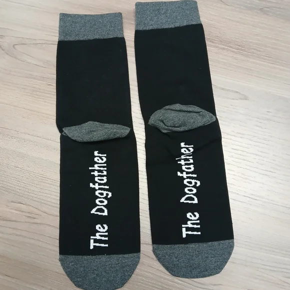 🆕️ "Dogfather" Socks - Black With Grey - Fits All! - Picture 5 of 10
